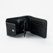 Image showing the IHG-01-BLK - Small Shell Cordovan Wallet - Black which is a WALLETS AND CHAINS described by the following info Accessories, Iron Heart, WALLETS AND CHAINS and sold on the IRON HEART GERMANY online store