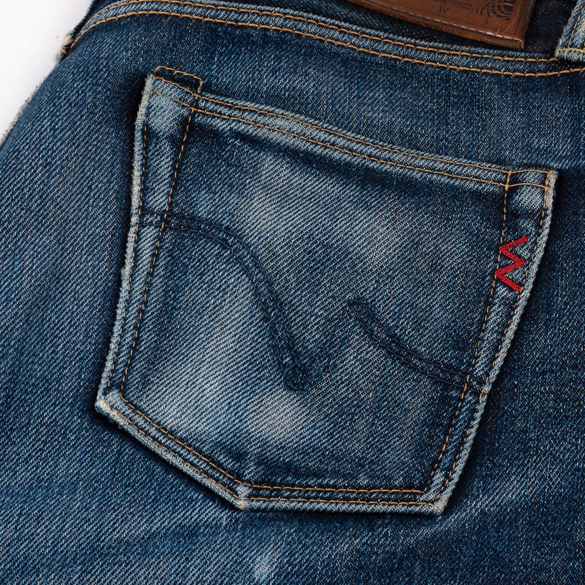 Image showing the IH-555S-21 - 21oz Selvedge Denim Super Slim Jeans Indigo which is a Jeans described by the following info 555, Back In, Bottoms, Iron Heart, Jeans, Released, Slim and sold on the IRON HEART GERMANY online store