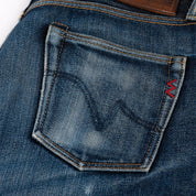 Image showing the IH-555S-21 - 21oz Selvedge Denim Super Slim Jeans Indigo which is a Jeans described by the following info 555, Back In, Bottoms, Iron Heart, Jeans, Released, Slim and sold on the IRON HEART GERMANY online store