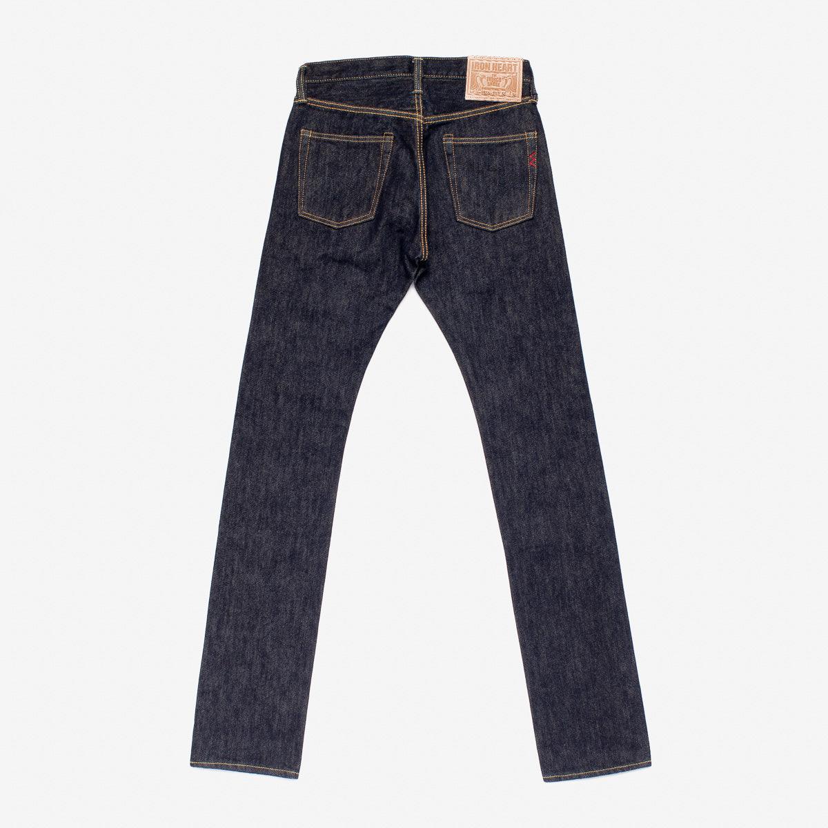 Image showing the IH-555S-21 - 21oz Selvedge Denim Super Slim Jeans Indigo which is a Jeans described by the following info 555, Back In, Bottoms, Iron Heart, Jeans, Released, Slim and sold on the IRON HEART GERMANY online store