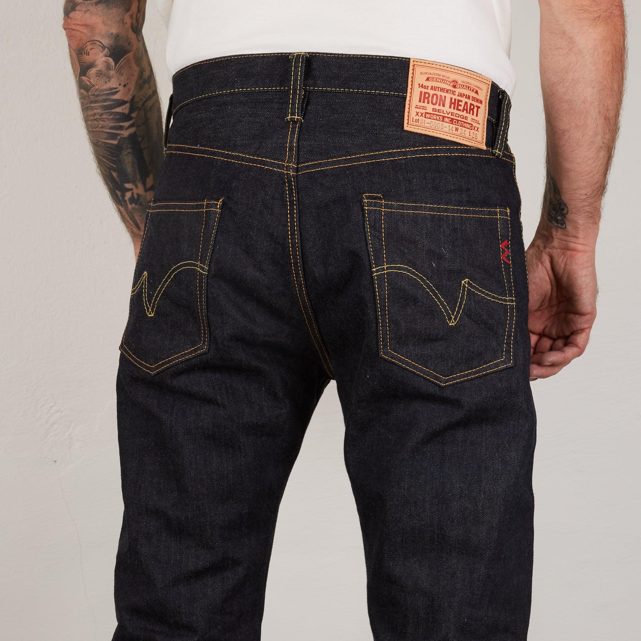 IH-666S-142 14oz Selvedge Denim Slim Straight Cut Jeans Indigo