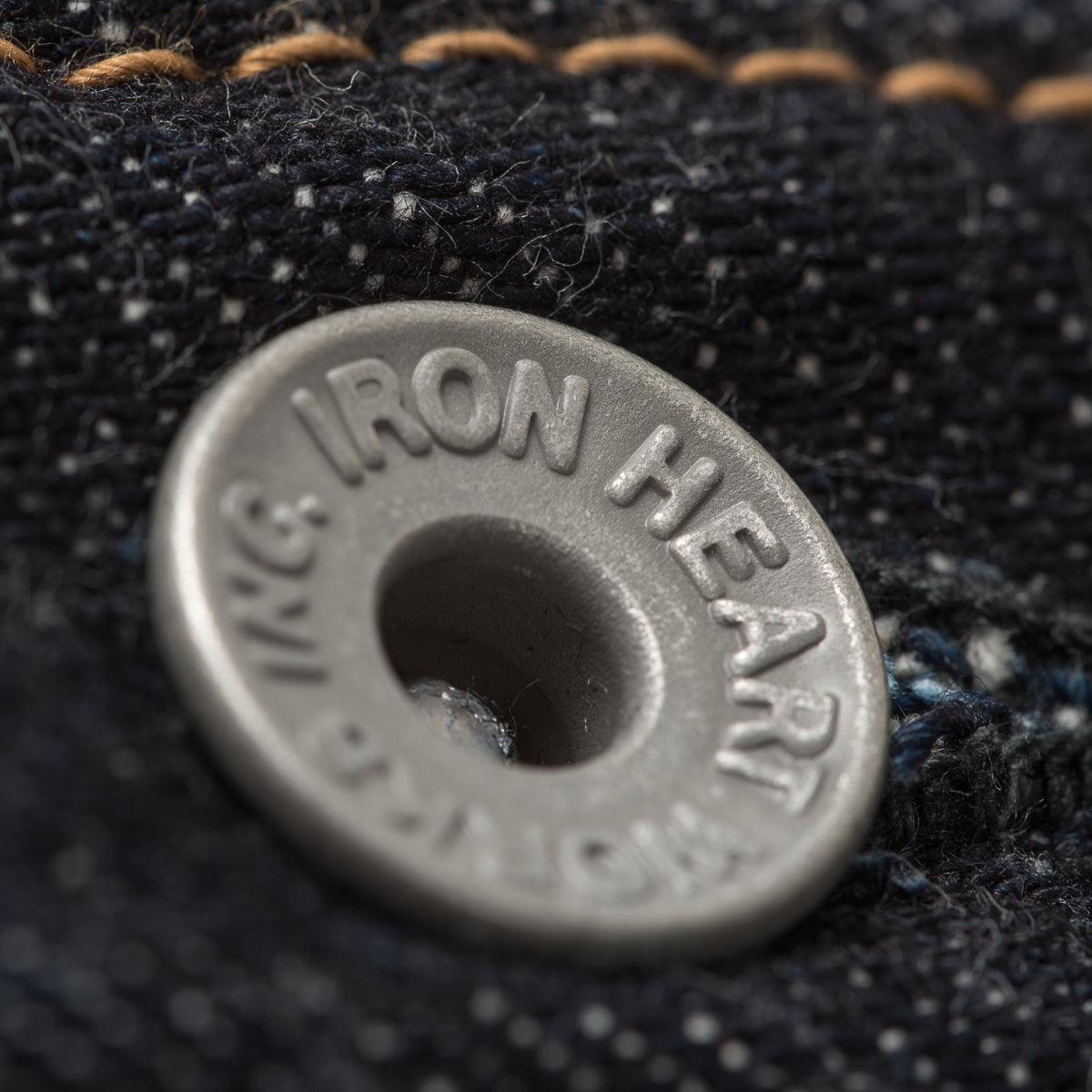 Image showing the IH-666S-21 - 21oz Selvedge Denim Slim Straight Cut Jeans Indigo which is a Jeans described by the following info 666, Back In, Bottoms, Iron Heart, Jeans, Released, Slim, Straight and sold on the IRON HEART GERMANY online store