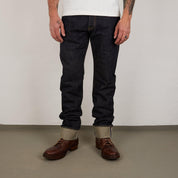 Image showing the IH-888S-21 - 21oz Selvedge Denim Medium/High Rise Tapered Cut Jeans which is a Jeans described by the following info 888, Back In, Bottoms, Iron Heart, Jeans, Released, Tappered and sold on the IRON HEART GERMANY online store
