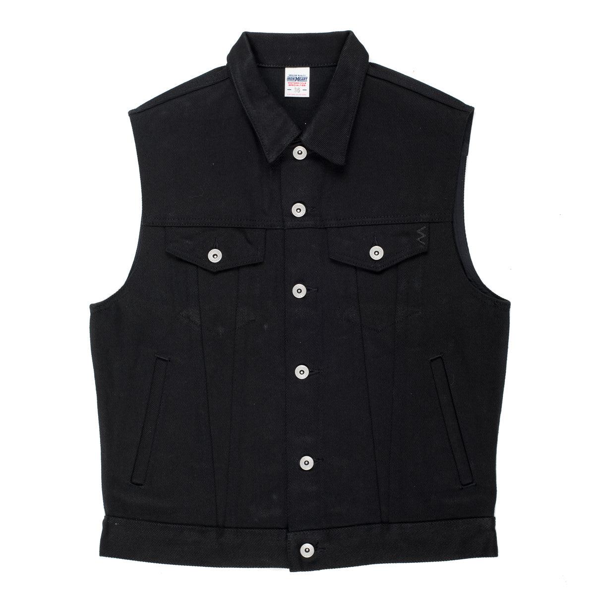 IH-9526V - 21oz Non-Fade Denim Vest Superblack – IRON HEART