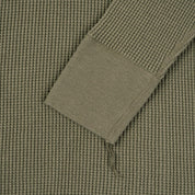 Image showing the IHTL-1301-OLV - Waffle Knit Long Sleeved Crew Neck Olive which is a T-Shirts described by the following info Back In, IHSALE_M23, Iron Heart, Released, T-Shirts, Tops and sold on the IRON HEART GERMANY online store