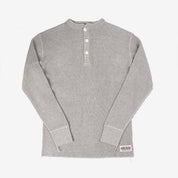 Image showing the IHTL-1213-GRY - Waffle Knit Long Sleeved Thermal Henley Grey which is a T-Shirts described by the following info Back In, Iron Heart, Released, T-Shirts, Tops and sold on the IRON HEART GERMANY online store