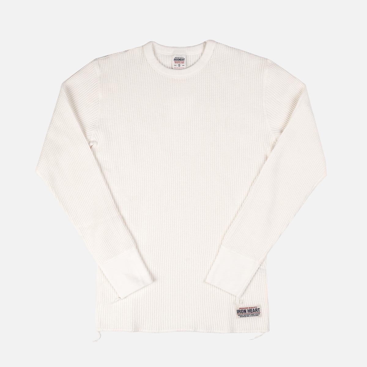 Image showing the IHTL-1301-WHT - Waffle Knit Thermal Longsleeve White which is a T-Shirts described by the following info Back In, IHSALE_M23, Iron Heart, Released, T-Shirts, Tops and sold on the IRON HEART GERMANY online store