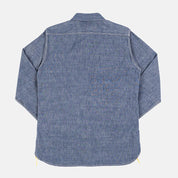 Image showing the IHSH-21-BLU - 10oz Selvedge Chambray Work Shirt which is a Shirts described by the following info Back In, Iron Heart, Released, Shirts, Tops and sold on the IRON HEART GERMANY online store