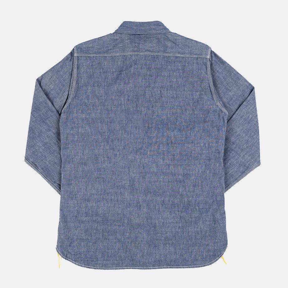 Image showing the IHSH-21-BLU - 10oz Selvedge Chambray Work Shirt which is a Shirts described by the following info Back In, Iron Heart, Released, Shirts, Tops and sold on the IRON HEART GERMANY online store