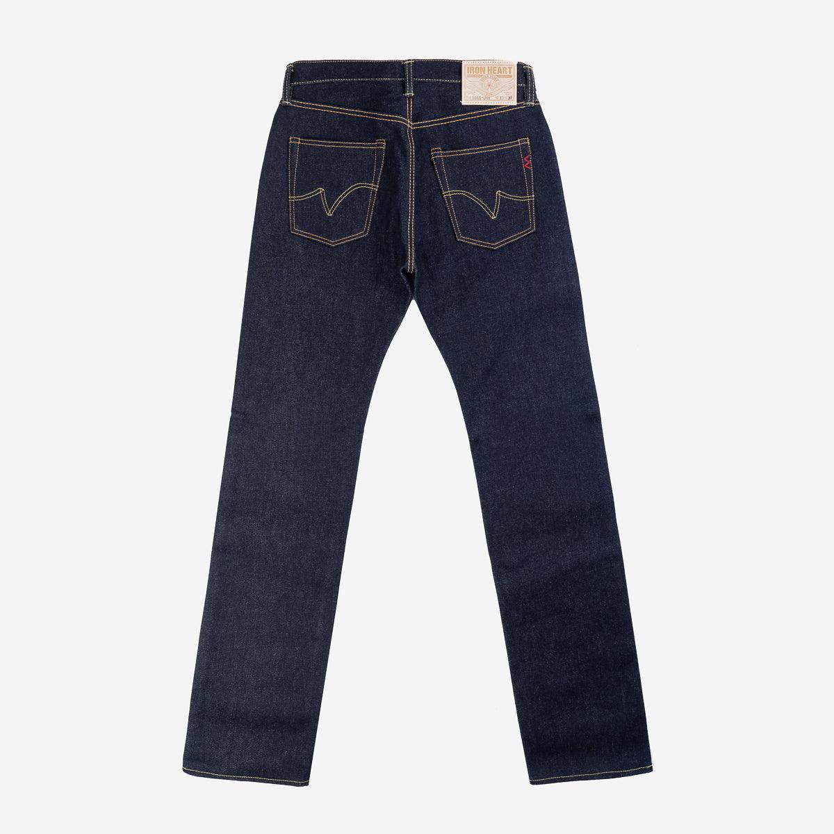 Image showing the IH-666S-UHR - 21/23oz Ultra Heavy Raw Selvedge Denim Slim Straight Jeans Indigo which is a Jeans described by the following info 666, Bottoms, IHSALE_M23, Iron Heart, Jeans, Released, Slim, Straight and sold on the IRON HEART GERMANY online store