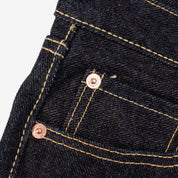 Image showing the IH-666S-19L - 19oz Left Hand Twill Selvedge Denim Slim Straight Cut Jeans Indigo which is a Jeans described by the following info 666, Bottoms, IHSALE_M23, Iron Heart, Jeans, Released, Straight and sold on the IRON HEART GERMANY online store