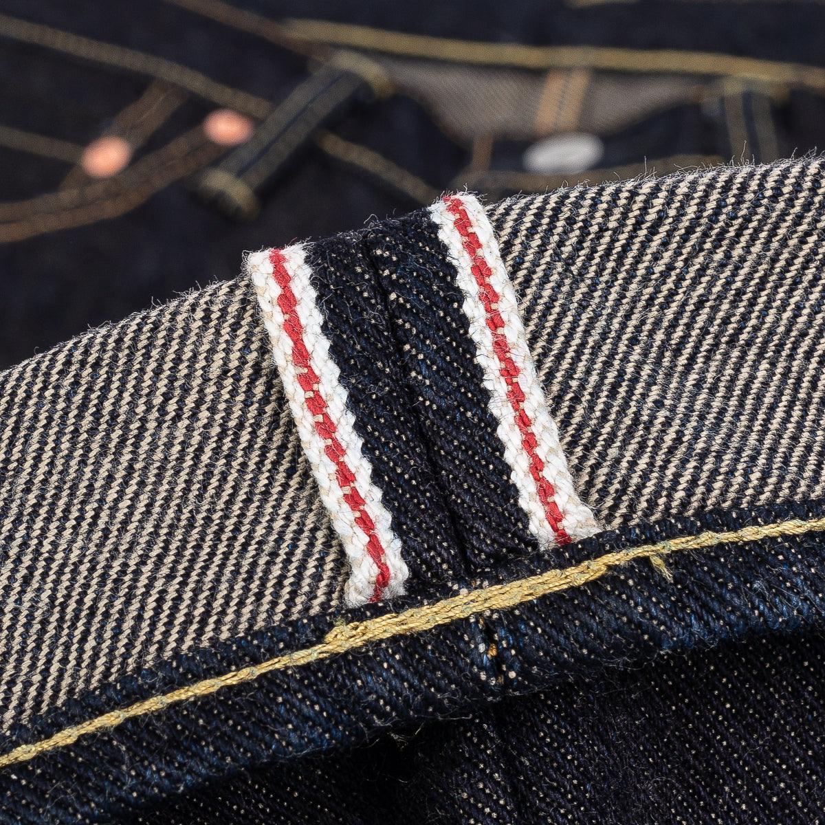 Image showing the IH-666S-19L - 19oz Left Hand Twill Selvedge Denim Slim Straight Cut Jeans Indigo which is a Jeans described by the following info 666, Bottoms, IHSALE_M23, Iron Heart, Jeans, Released, Straight and sold on the IRON HEART GERMANY online store