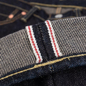 Image showing the IH-666S-19L - 19oz Left Hand Twill Selvedge Denim Slim Straight Cut Jeans Indigo which is a Jeans described by the following info 666, Bottoms, IHSALE_M23, Iron Heart, Jeans, Released, Straight and sold on the IRON HEART GERMANY online store