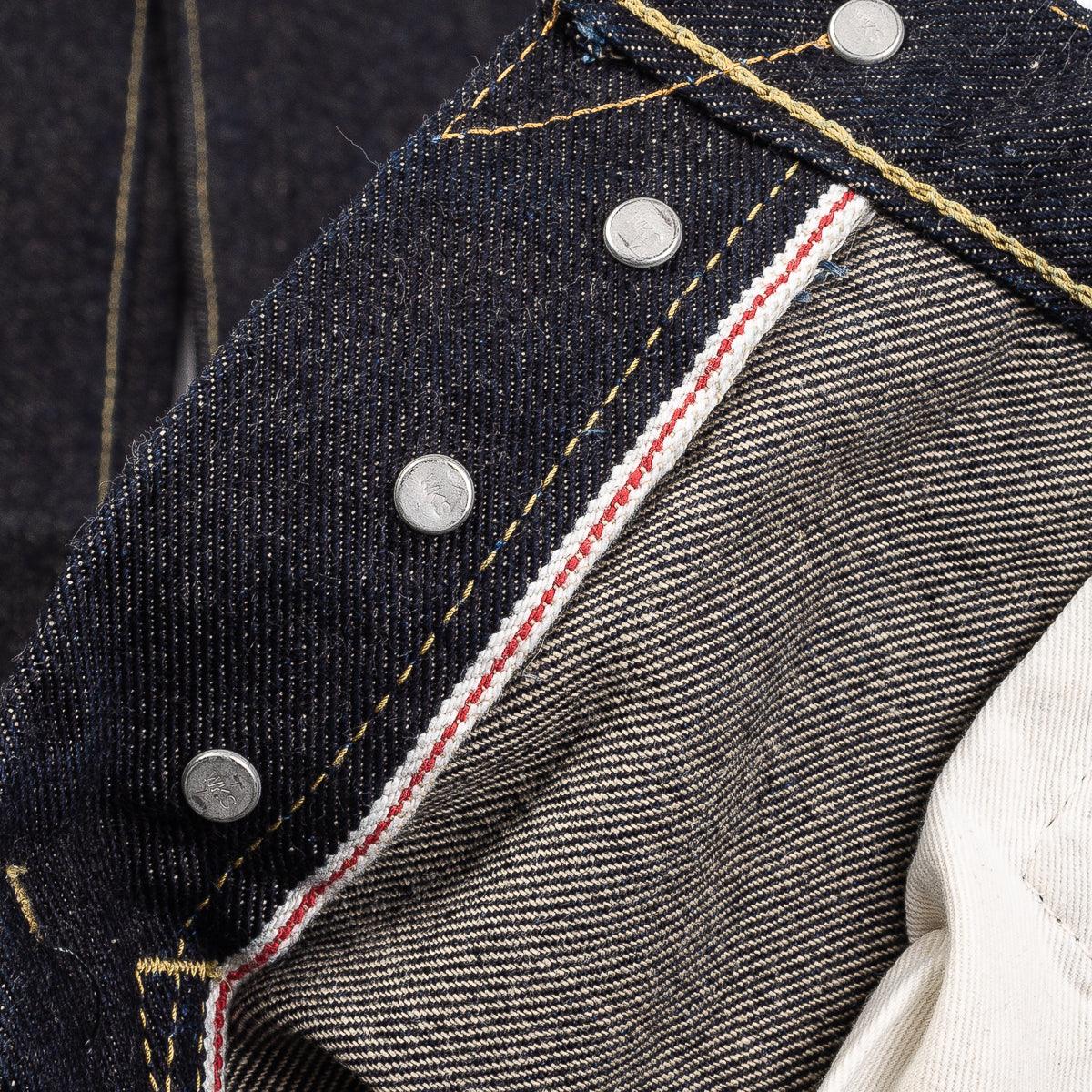 Image showing the IH-666S-19L - 19oz Left Hand Twill Selvedge Denim Slim Straight Cut Jeans Indigo which is a Jeans described by the following info 666, Bottoms, IHSALE_M23, Iron Heart, Jeans, Released, Straight and sold on the IRON HEART GERMANY online store