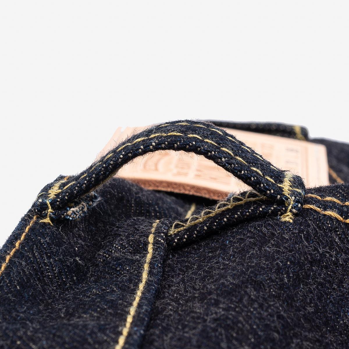 Image showing the IH-666S-19L - 19oz Left Hand Twill Selvedge Denim Slim Straight Cut Jeans Indigo which is a Jeans described by the following info 666, Bottoms, IHSALE_M23, Iron Heart, Jeans, Released, Straight and sold on the IRON HEART GERMANY online store