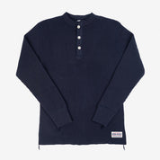 Image showing the IHTL-1213-NAV - Waffle Knit Long Sleeved Thermal Henley Navy which is a T-Shirts described by the following info Back In, Iron Heart, Released, T-Shirts, Tops and sold on the IRON HEART GERMANY online store