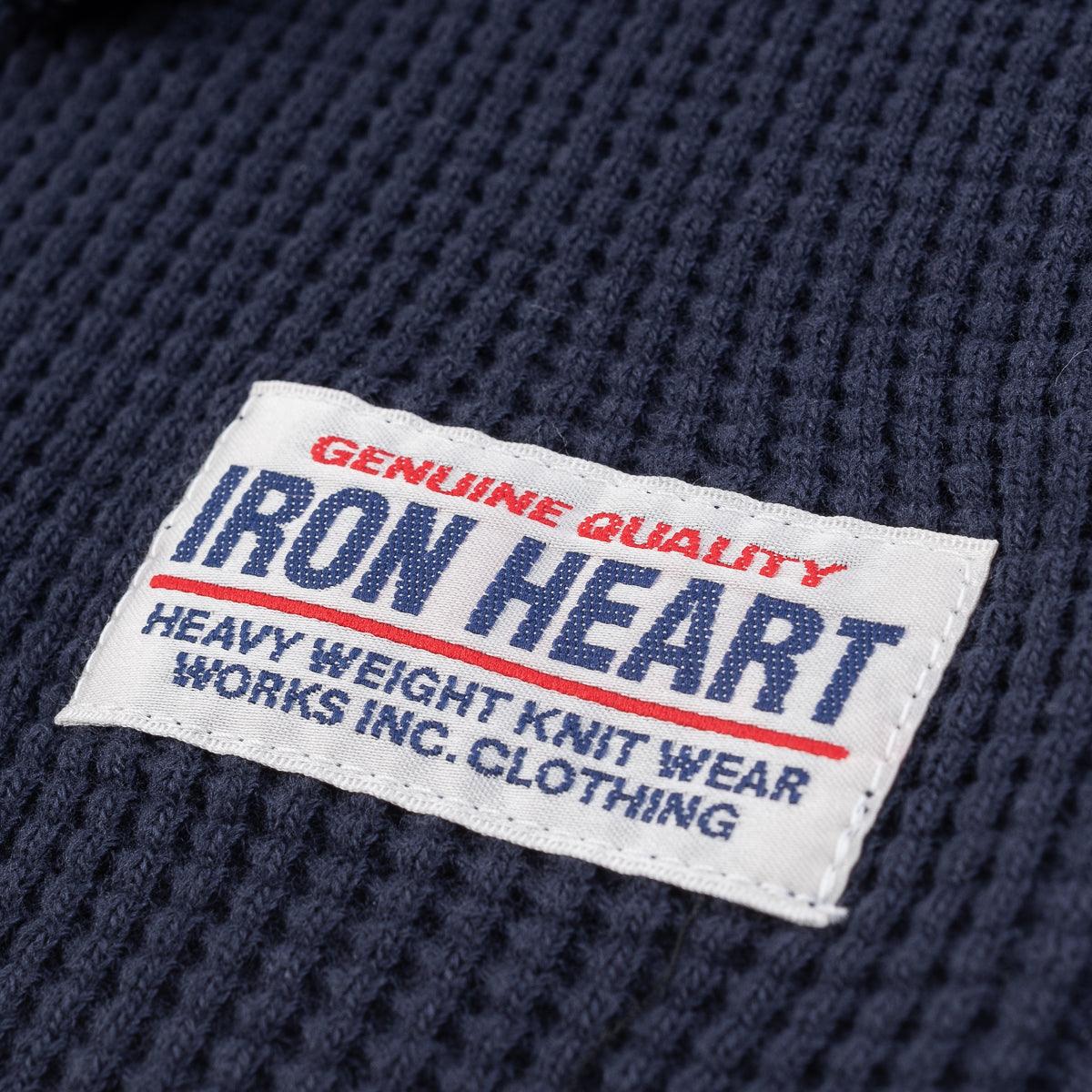 Image showing the IHTL-1213-NAV - Waffle Knit Long Sleeved Thermal Henley Navy which is a T-Shirts described by the following info Back In, Iron Heart, Released, T-Shirts, Tops and sold on the IRON HEART GERMANY online store