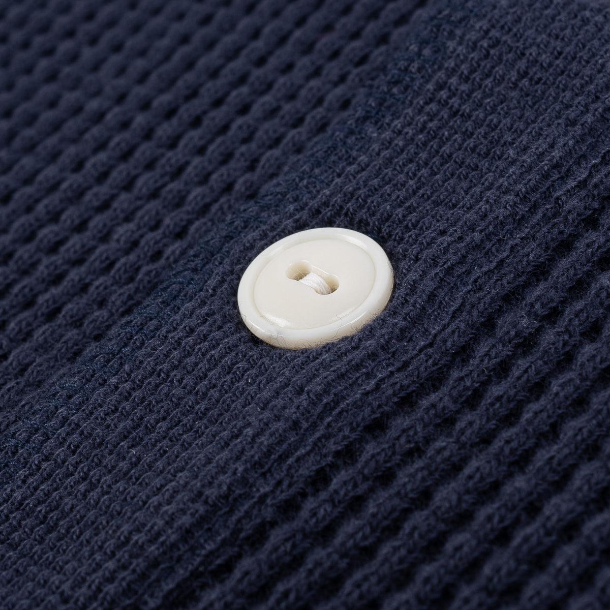 Image showing the IHTL-1213-NAV - Waffle Knit Long Sleeved Thermal Henley Navy which is a T-Shirts described by the following info Back In, Iron Heart, Released, T-Shirts, Tops and sold on the IRON HEART GERMANY online store