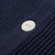 Image showing the IHTL-1213-NAV - Waffle Knit Long Sleeved Thermal Henley Navy which is a T-Shirts described by the following info Back In, Iron Heart, Released, T-Shirts, Tops and sold on the IRON HEART GERMANY online store
