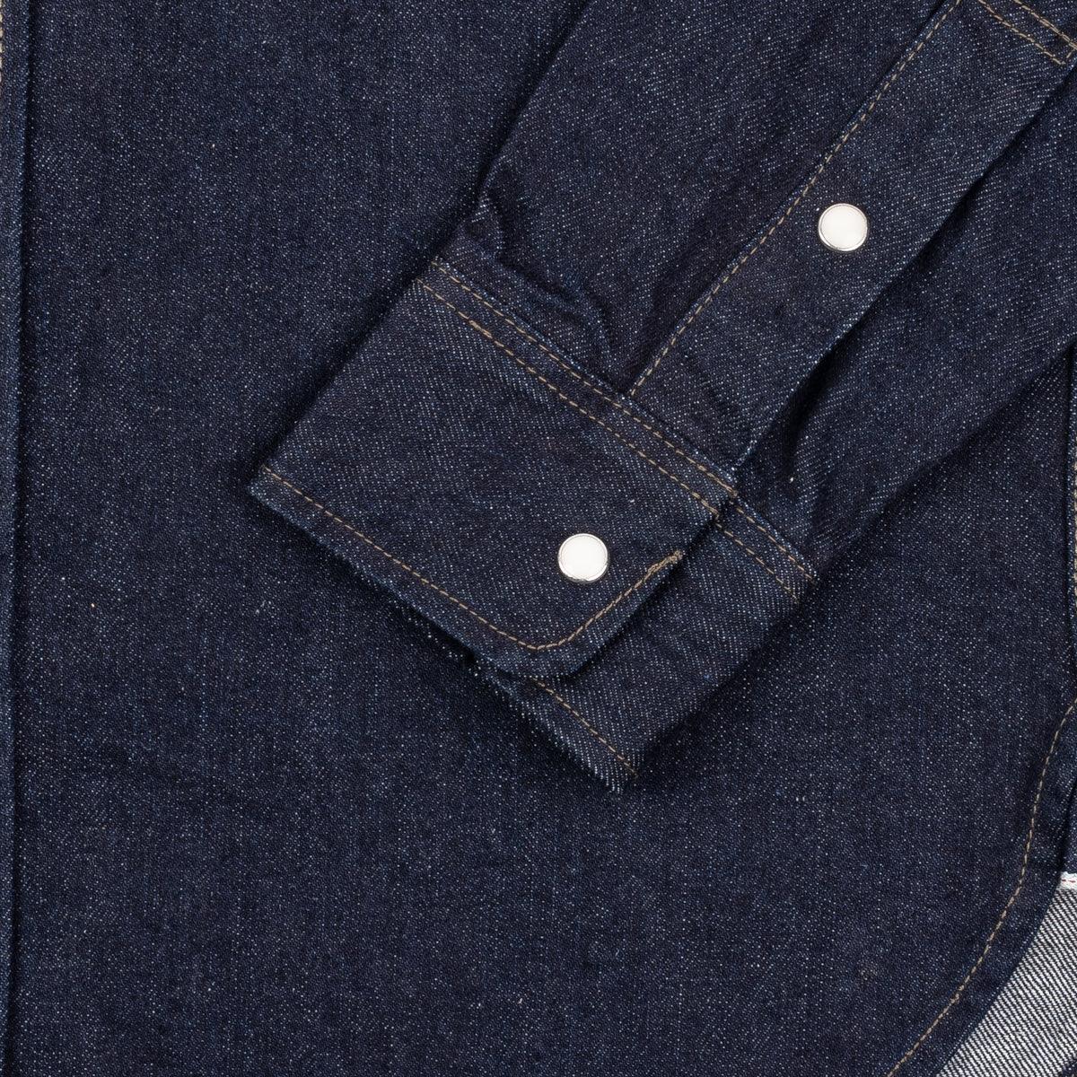 Image showing the IHSH-326-IND - 12oz Selvedge Indigo Denim Work Shirt with Snaps which is a Shirts described by the following info Iron Heart, Released, Shirts, Tops and sold on the IRON HEART GERMANY online store