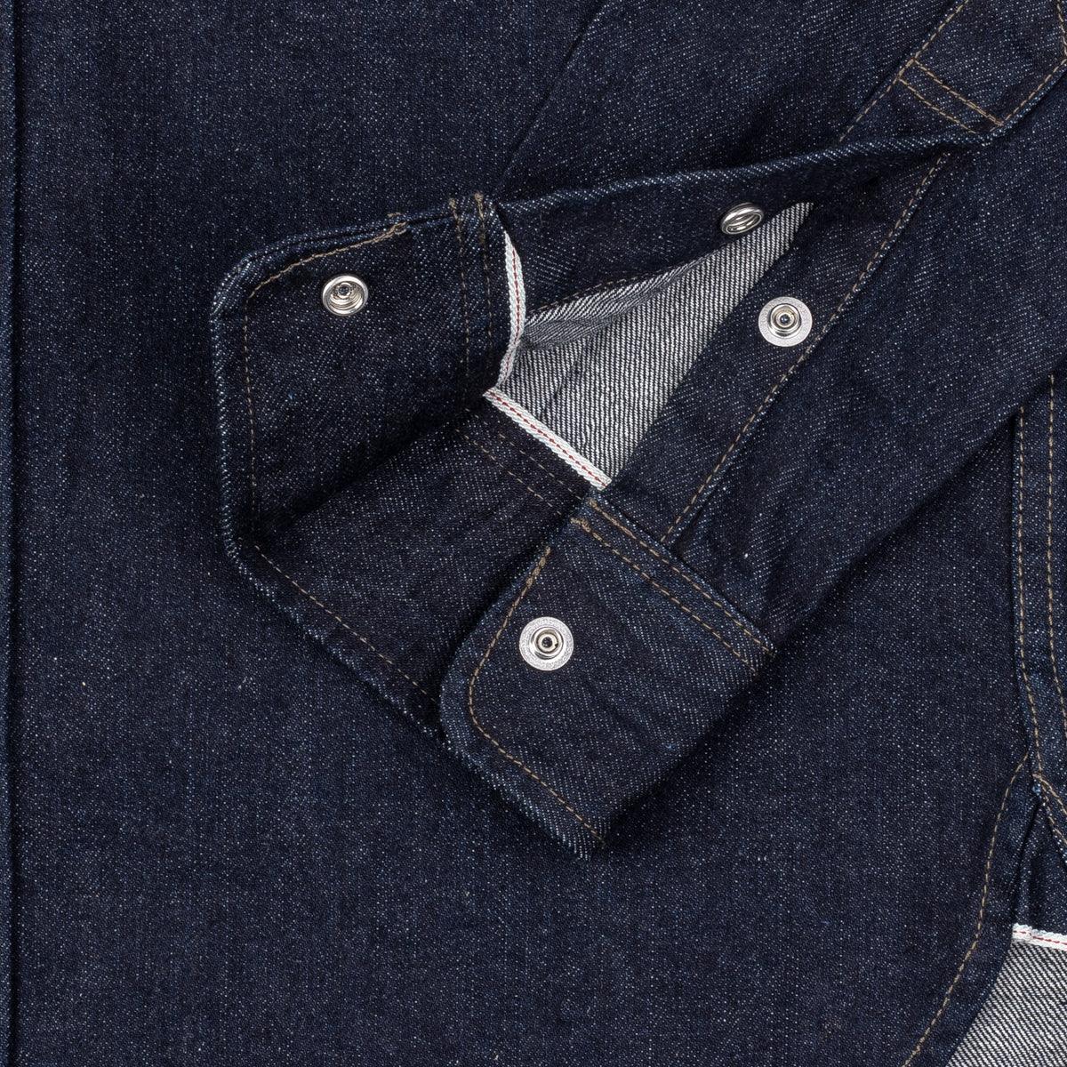 Image showing the IHSH-326-IND - 12oz Selvedge Indigo Denim Work Shirt with Snaps which is a Shirts described by the following info Iron Heart, Released, Shirts, Tops and sold on the IRON HEART GERMANY online store