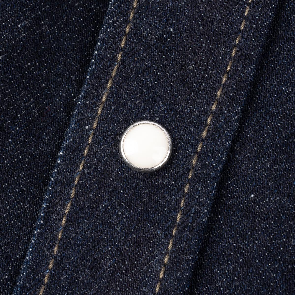 Image showing the IHSH-326-IND - 12oz Selvedge Indigo Denim Work Shirt with Snaps which is a Shirts described by the following info Iron Heart, Released, Shirts, Tops and sold on the IRON HEART GERMANY online store