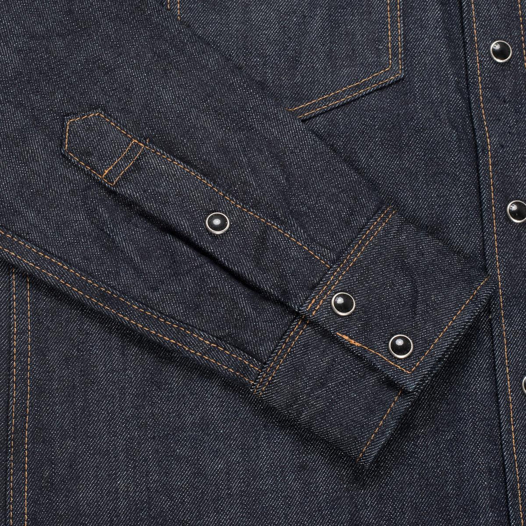Image showing the IHSH-33-IND - 12oz Selvedge Denim Western Shirt - Indigo which is a Shirts described by the following info Iron Heart, Released, Shirts, Tops and sold on the IRON HEART GERMANY online store
