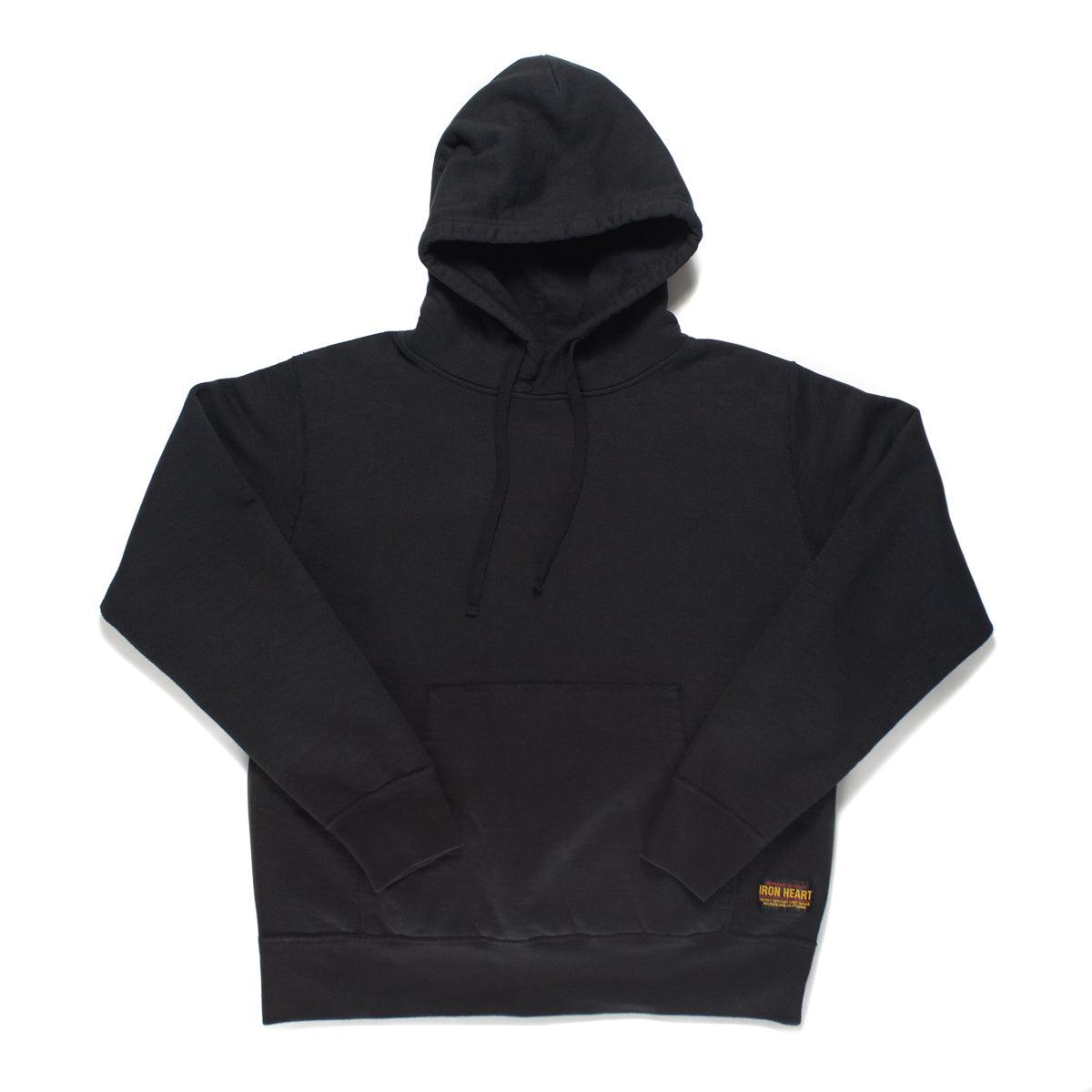 Image showing the IHSW-49-BLK - Heavyweight Hoodie Black which is a Sweatshirts described by the following info IHSALE_M23, Iron Heart, Released, Sweatshirts, Tops and sold on the IRON HEART GERMANY online store