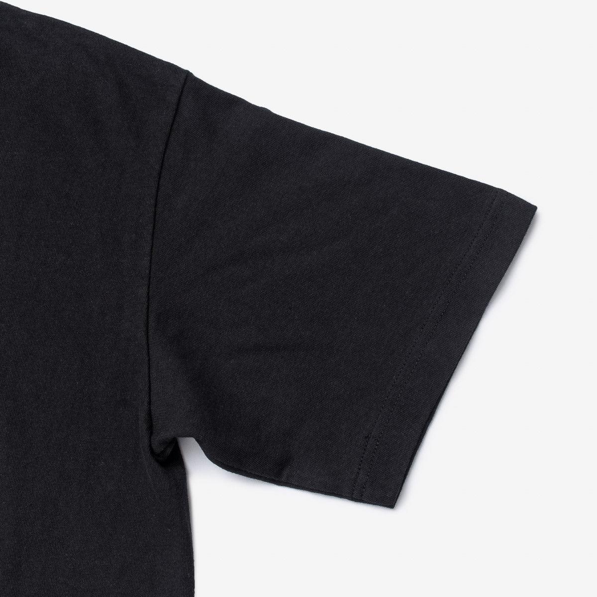 Image showing the IHT-1610L-BLK - 6.5oz Loopwheel Crew Neck T-Shirt Black which is a T-Shirts described by the following info Iron Heart, Released, T-Shirts, Tops and sold on the IRON HEART GERMANY online store