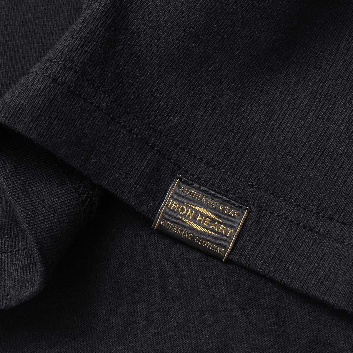 Image showing the IHT-1610L-BLK - 6.5oz Loopwheel Crew Neck T-Shirt Black which is a T-Shirts described by the following info Iron Heart, Released, T-Shirts, Tops and sold on the IRON HEART GERMANY online store