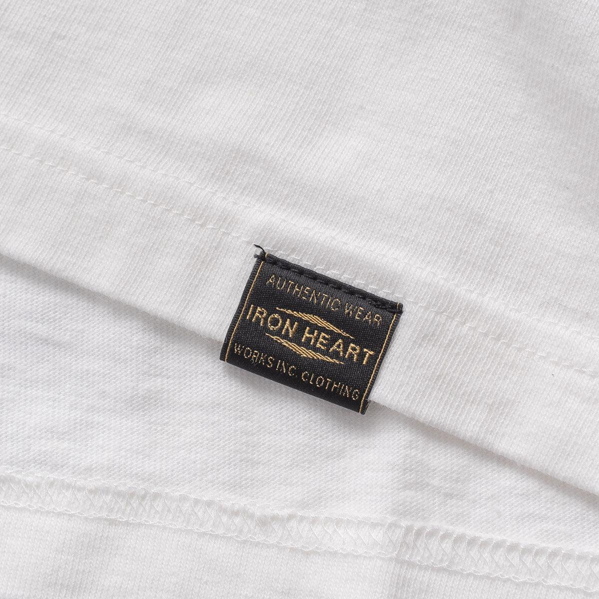 Image showing the IHT-1610L-WHT - 6.5oz Loopwheel Crew Neck T-Shirt White which is a T-Shirts described by the following info Iron Heart, Released, T-Shirts, Tops and sold on the IRON HEART GERMANY online store