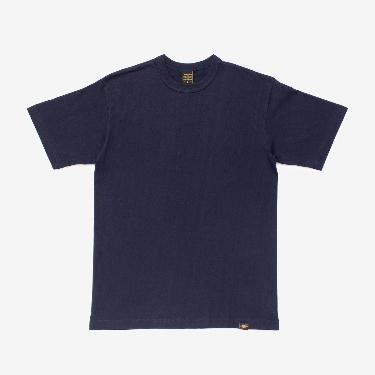 Image showing the IHT-1610L-NAV - 6.5oz Loopwheel Crew Neck T-Shirt Navy which is a T-Shirts described by the following info Iron Heart, Released, T-Shirts, Tops and sold on the IRON HEART GERMANY online store