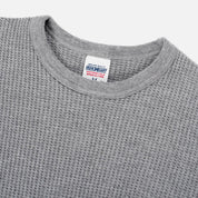 Image showing the IHTL-1301-GRY - Waffle Knit Long Sleeved Crew Neck Thermal Top - Grey which is a T-Shirts described by the following info Back In, IHSALE_M23, Iron Heart, Released, T-Shirts, Tops and sold on the IRON HEART GERMANY online store
