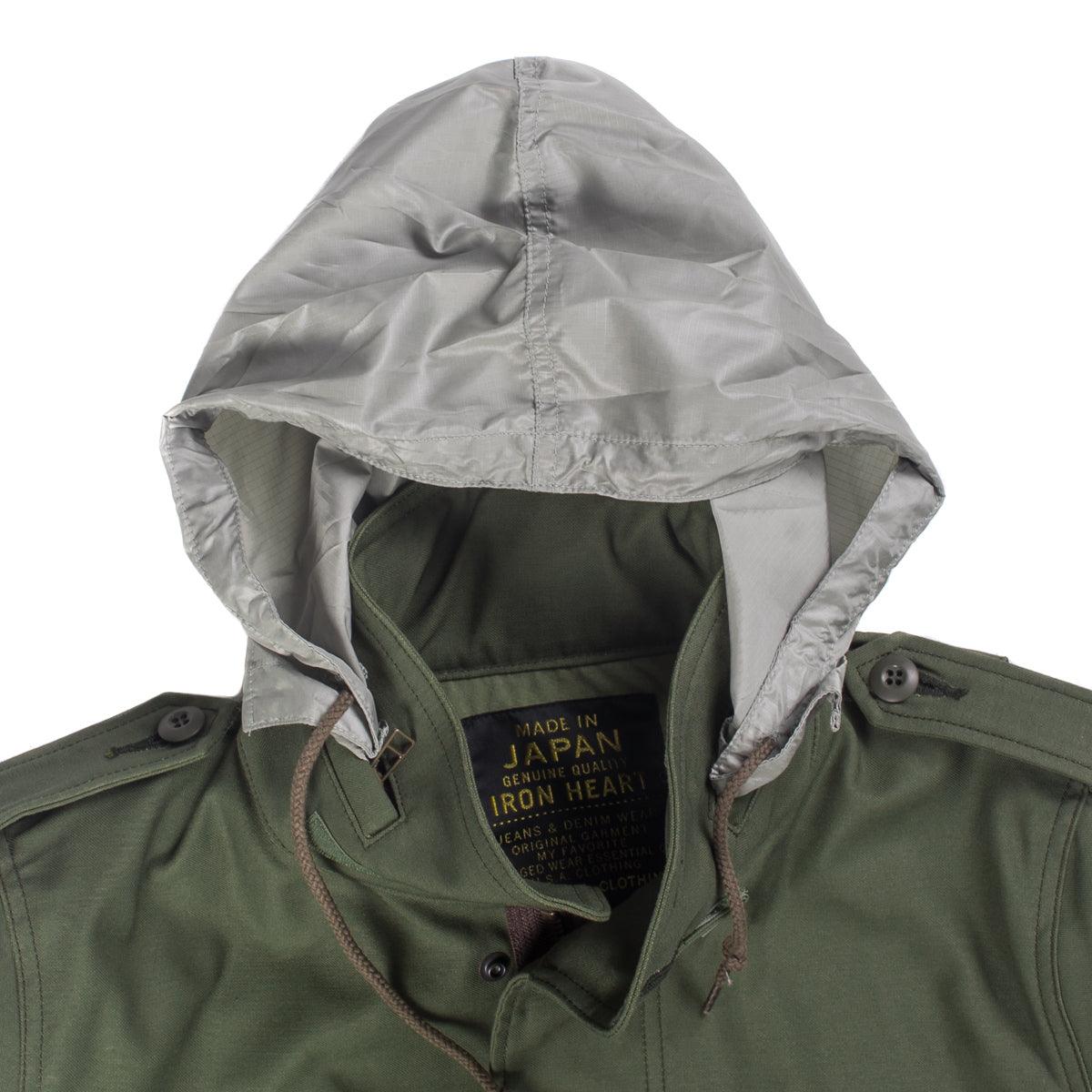 Image showing the IHM-27-OLV - Sateen M65 Field Jacket - Olive which is a Jackets described by the following info Iron Heart, Jackets, Released, Tops and sold on the IRON HEART GERMANY online store