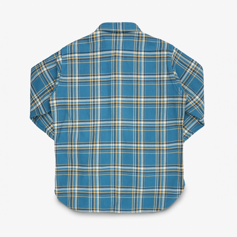 IHSH-435-BLU - Ultra Heavy Flannel American Check Work Shirt - Blue