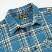 IHSH-435-BLU - Ultra Heavy Flannel American Check Work Shirt - Blue