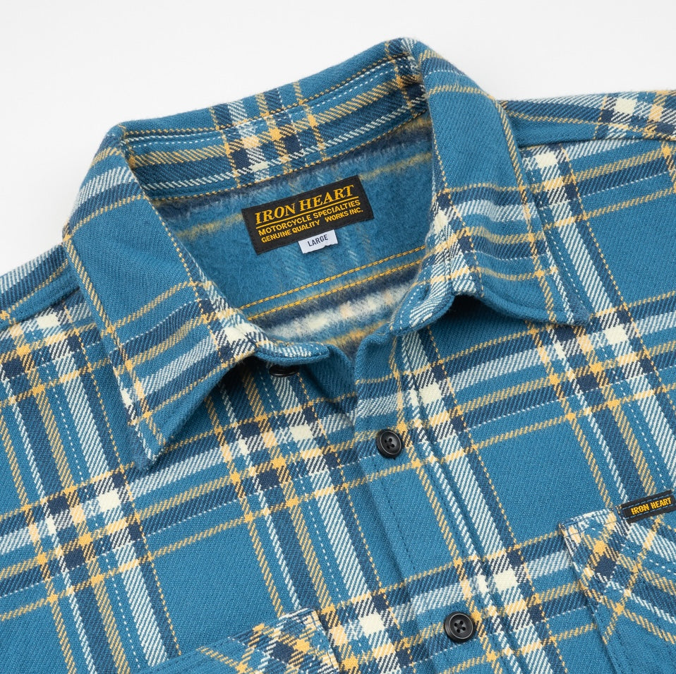 IHSH-435-BLU - Ultra Heavy Flannel American Check Work Shirt - Blue