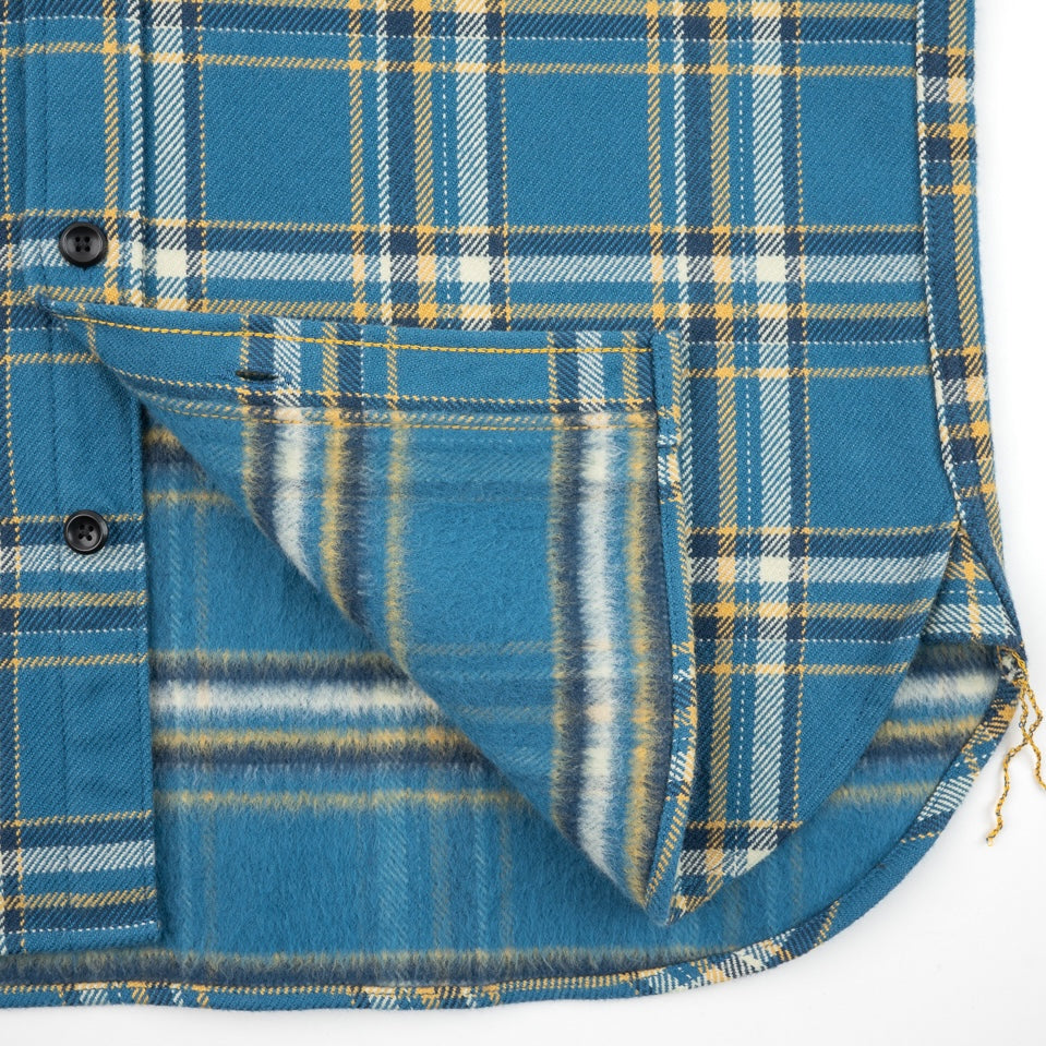 IHSH-435-BLU - Ultra Heavy Flannel American Check Work Shirt - Blue
