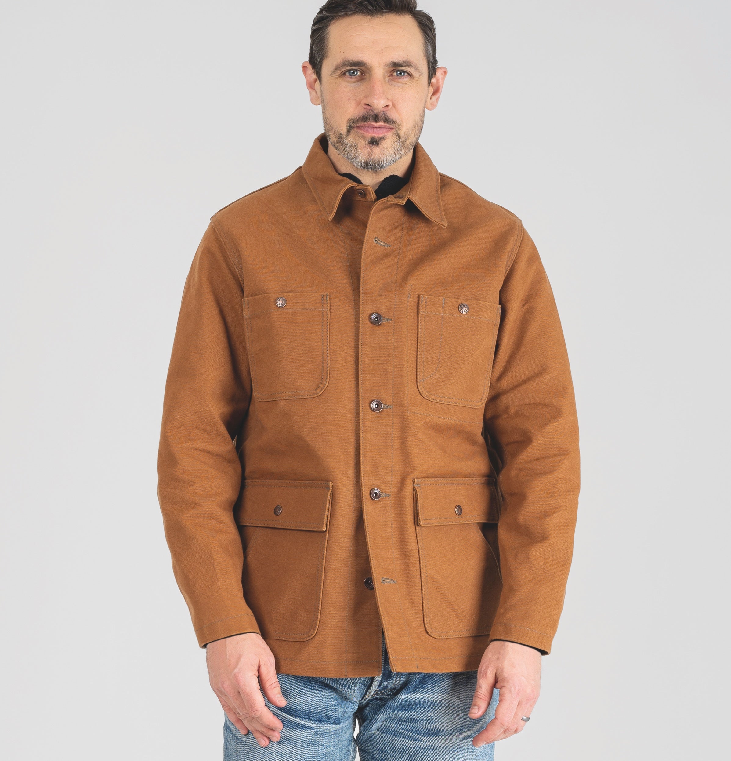 IHJ-150-BRN - 20oz Paraffin Coated Duck Chore Jacket - Brown