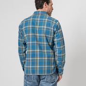 IHSH-435-BLU - Ultra Heavy Flannel American Check Work Shirt - Blue