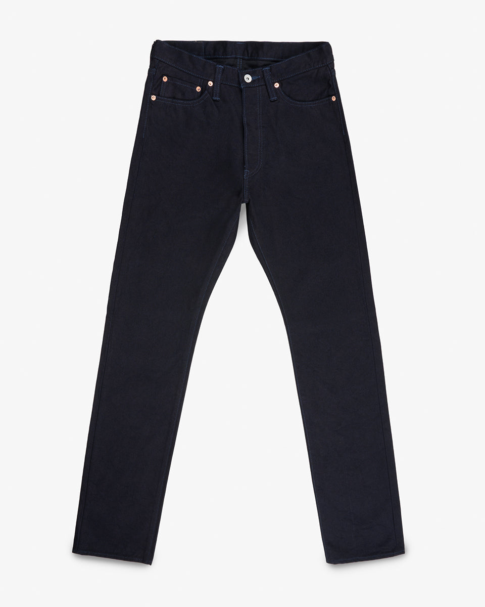 IH-888S-142ib - 14oz Selvedge Denim Medium/High Rise Tapered Jeans - Indigo/Black