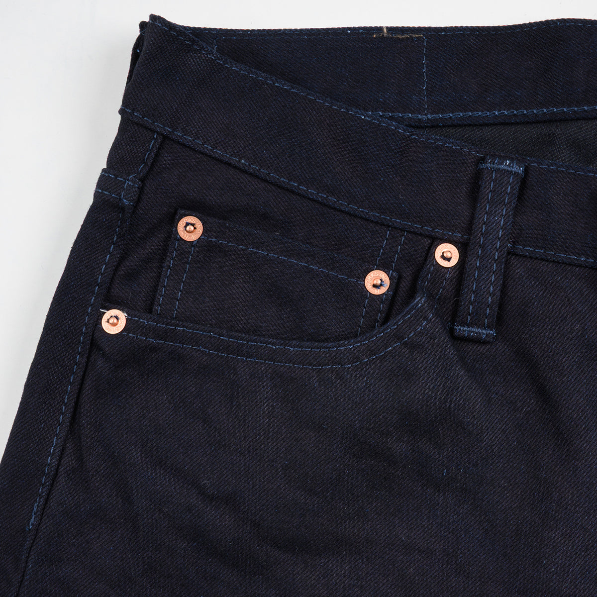 IH-888S-142ib - 14oz Selvedge Denim Medium/High Rise Tapered Jeans - Indigo/Black