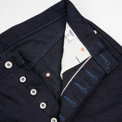 IH-888S-142ib - 14oz Selvedge Denim Medium/High Rise Tapered Jeans - Indigo/Black