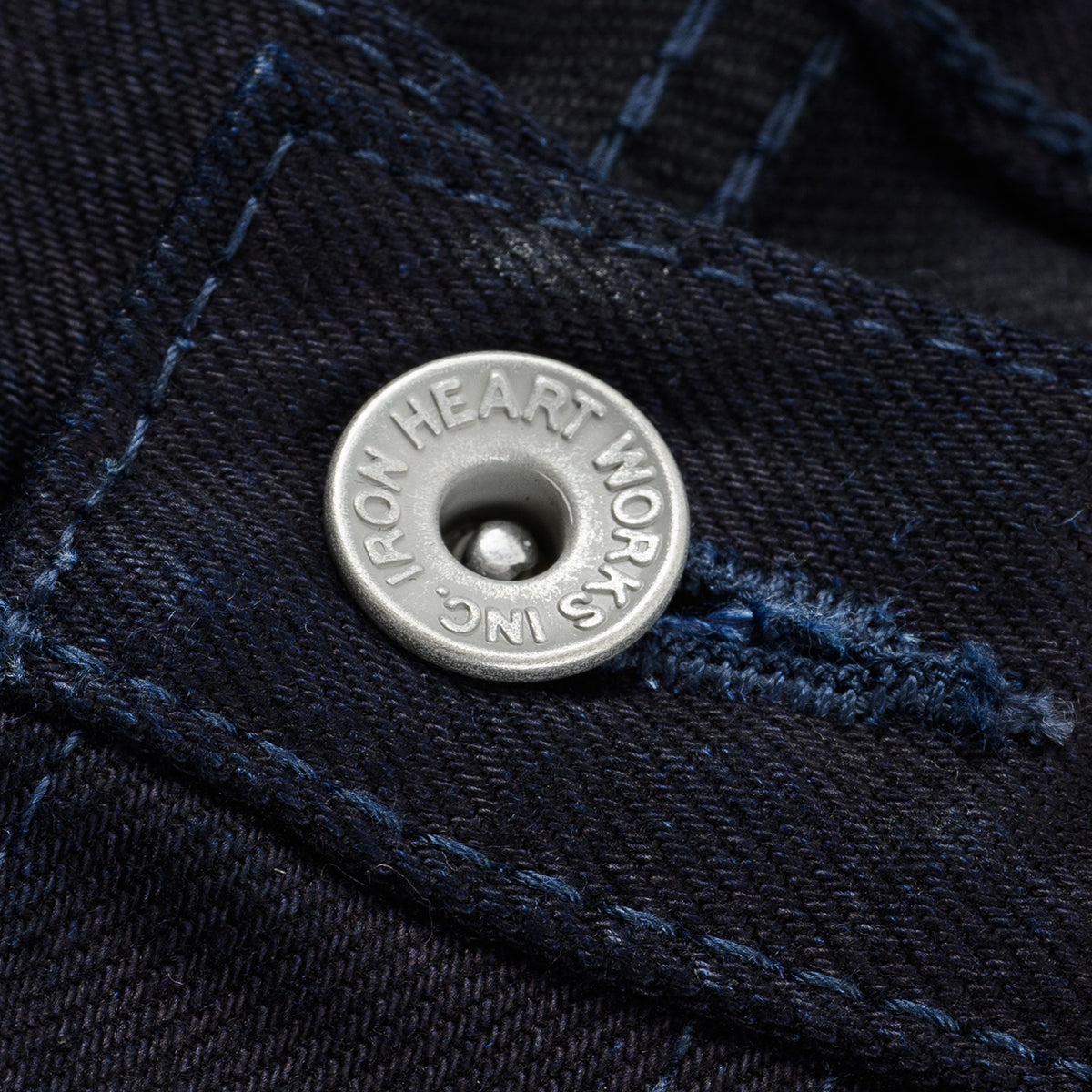 IH-888S-142ib - 14oz Selvedge Denim Medium/High Rise Tapered Jeans - Indigo/Black