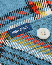 IHSH-442-SAX - SS26 - 9oz Selvedge Flannel Work Shirt - Sax Blue Check