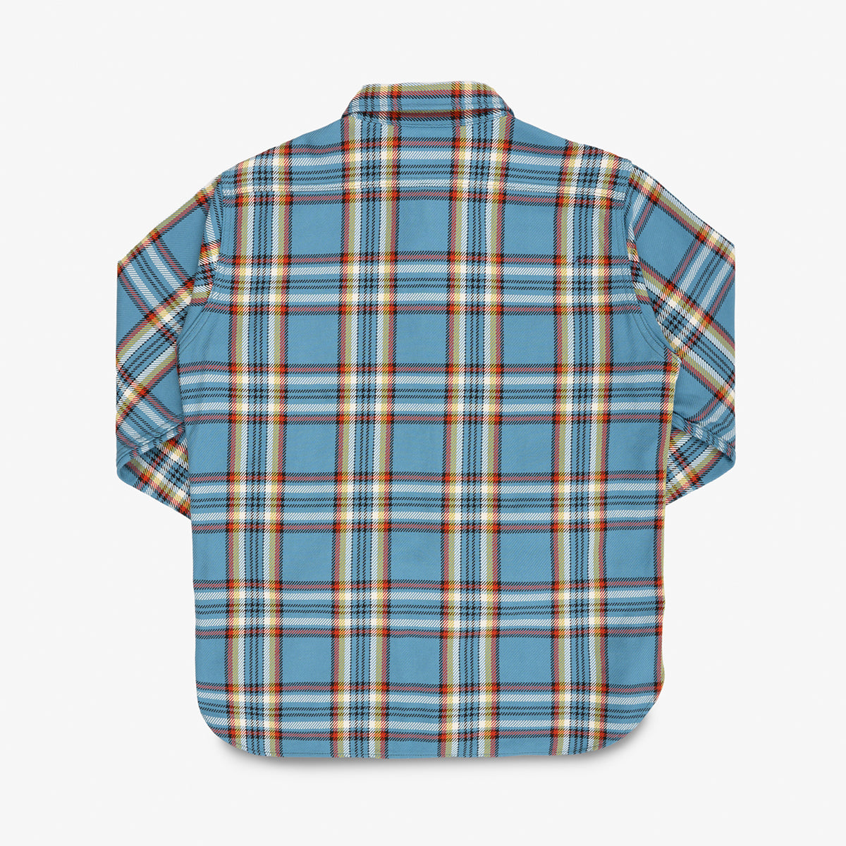 IHSH-442-SAX - SS26 - 9oz Selvedge Flannel Work Shirt - Sax Blue Check