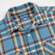 IHSH-442-SAX - SS26 - 9oz Selvedge Flannel Work Shirt - Sax Blue Check