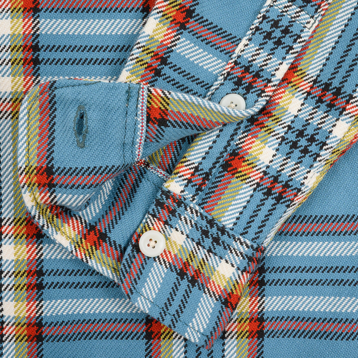 IHSH-442-SAX - SS26 - 9oz Selvedge Flannel Work Shirt - Sax Blue Check