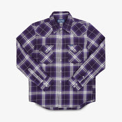 IHSH-439-PUR - SS26 - 9oz Selvedge Flannel Western Shirt - Purple Check