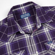 IHSH-439-PUR - SS26 - 9oz Selvedge Flannel Western Shirt - Purple Check